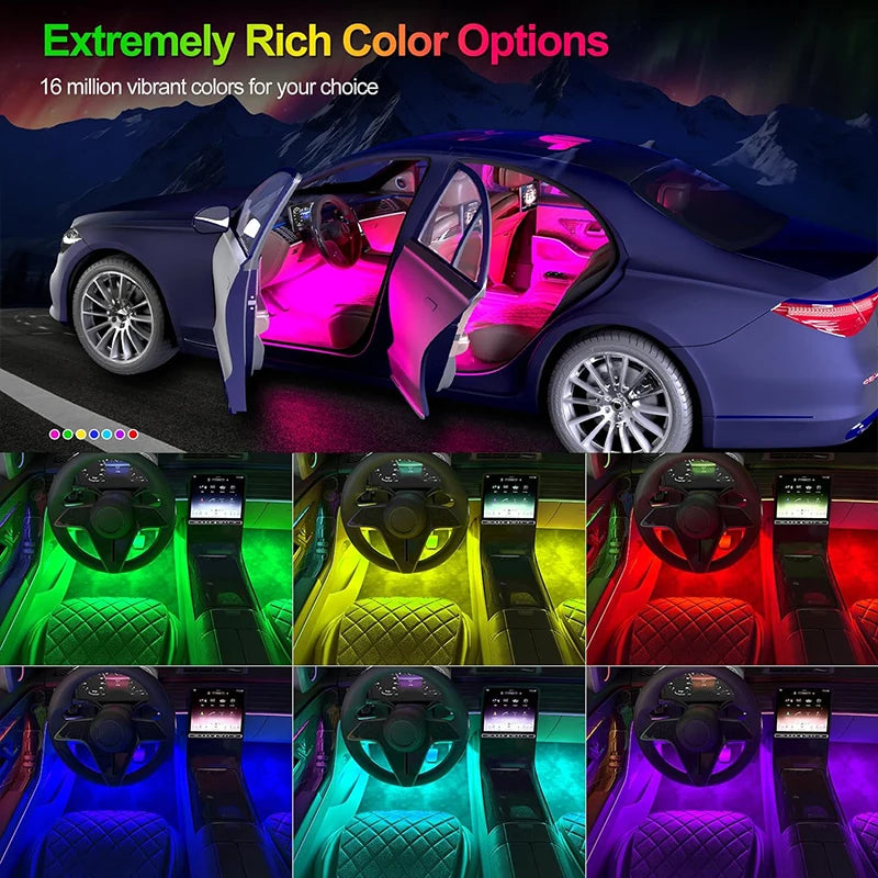 Car Interior Ambient Foot Well Light in Car APP Control Neon LED down Car Light for Car inside Ambient Lighting Auto Neon Lights