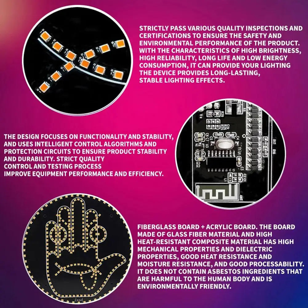 Middle Finger Light Gesture LED Light Hand LED Car Finger up Back Window Funny Sticker Car LED Hand for Car