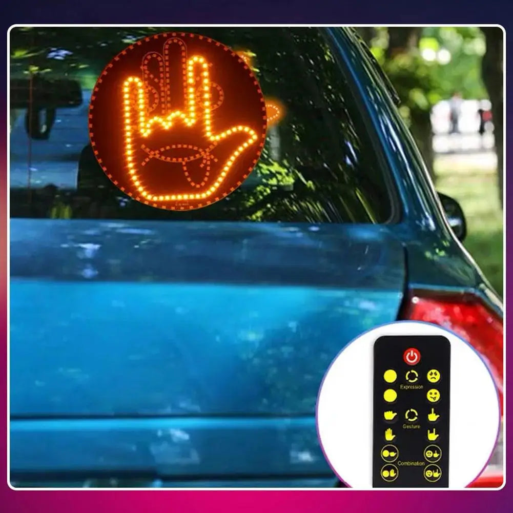 Middle Finger Light Gesture LED Light Hand LED Car Finger up Back Window Funny Sticker Car LED Hand for Car