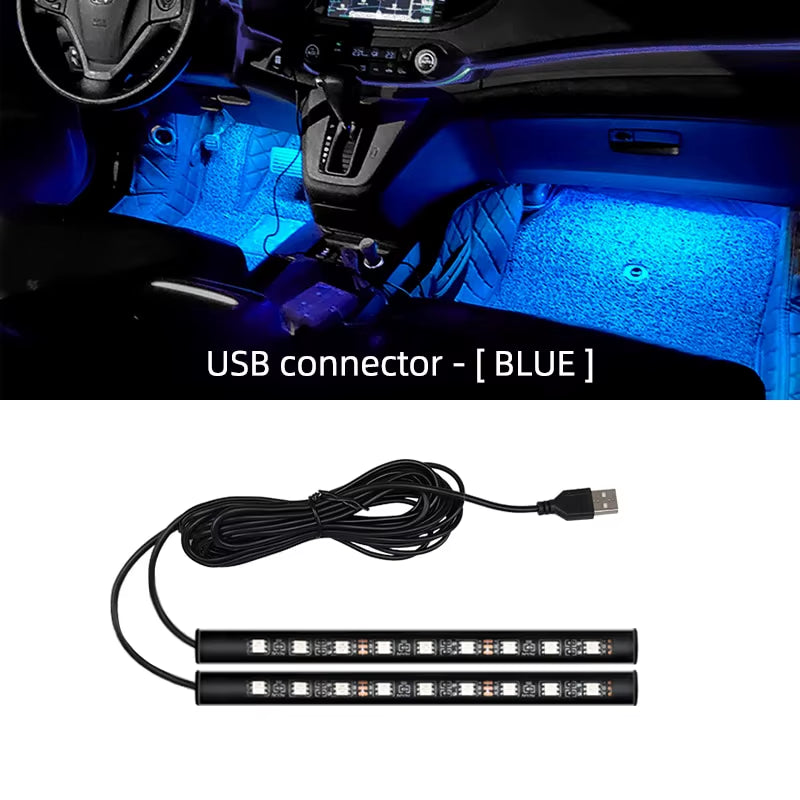Car Neon Light Foot Light LED Interior Decoration Backlight Cigarette Lighter USB Atmosphere Lamp Vehicle Accessories