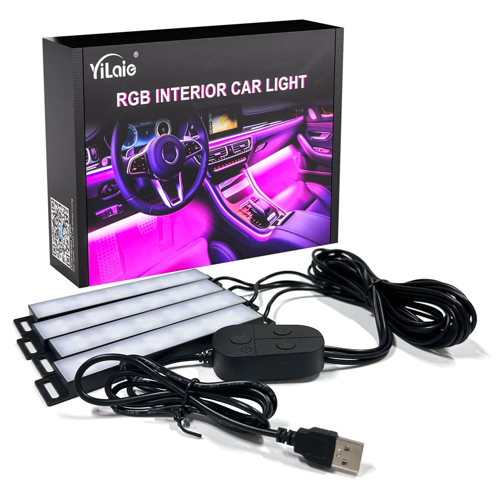 Car Interior Ambient Foot Well Light in Car APP Control Neon LED down Car Light for Car inside Ambient Lighting Auto Neon Lights