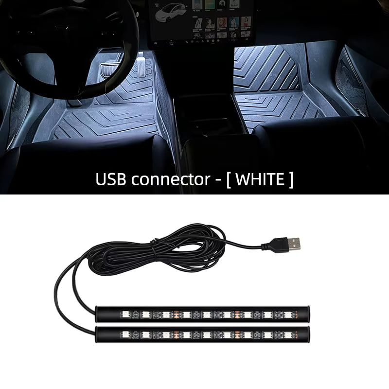 Car Neon Light Foot Light LED Interior Decoration Backlight Cigarette Lighter USB Atmosphere Lamp Vehicle Accessories