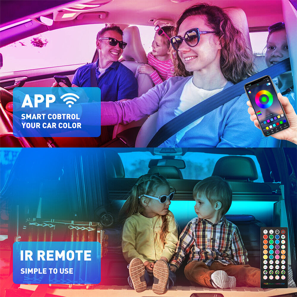 RGB LED Car Interior Accessories Floor Decorative Atmosphere Strip Lamp Lights