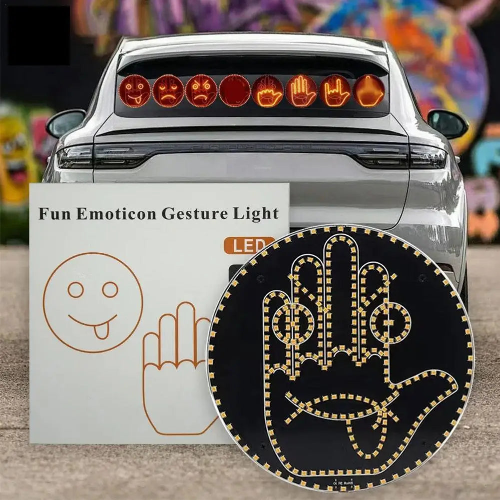 Middle Finger Light Gesture LED Light Hand LED Car Finger up Back Window Funny Sticker Car LED Hand for Car