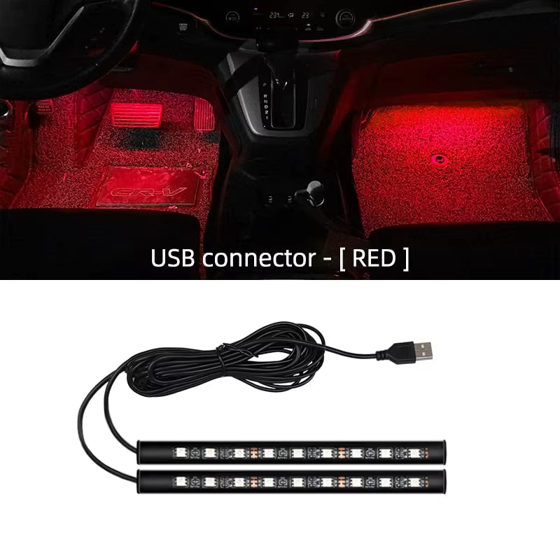 Car Neon Light Foot Light LED Interior Decoration Backlight Cigarette Lighter USB Atmosphere Lamp Vehicle Accessories