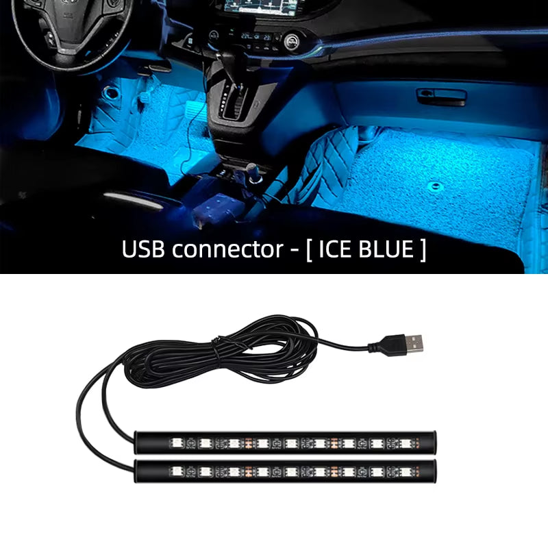 Car Neon Light Foot Light LED Interior Decoration Backlight Cigarette Lighter USB Atmosphere Lamp Vehicle Accessories